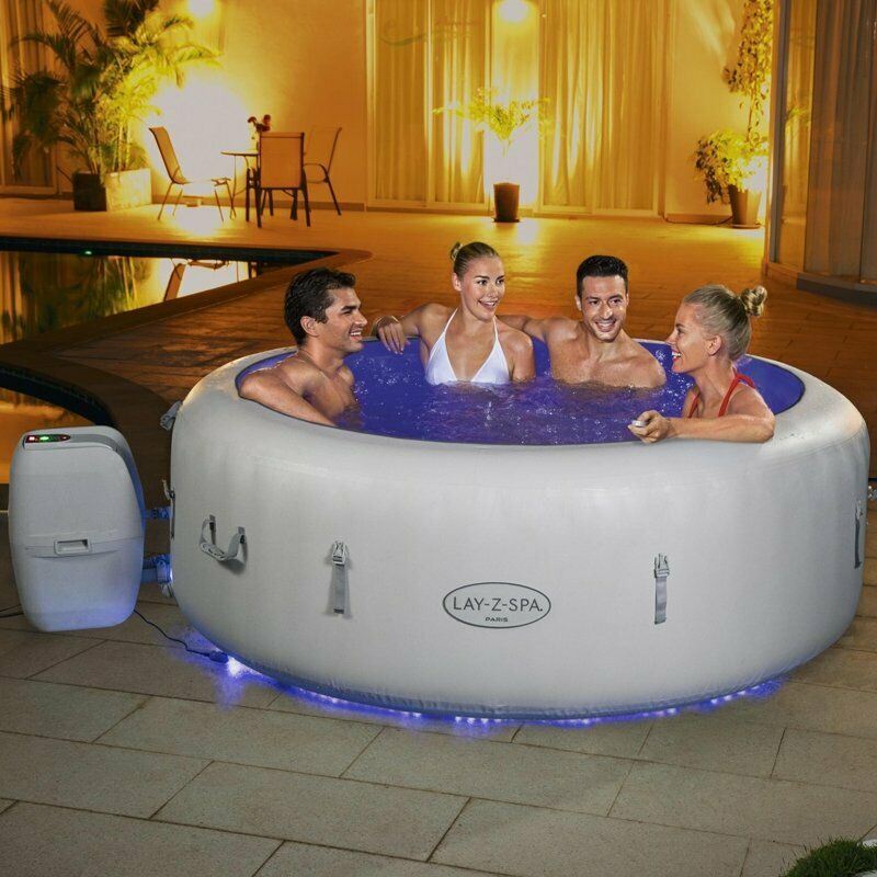 Bestway Lay-Z-Spa Paris Hot Tub With Built In Led Light System Airjet 4-6 People