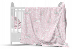 Baby 6Pc Bedding Set Pillow Duvet Quilt Sheet Bumper Fit Cotbed 140x70cm Bunny Pink - MyHappy Baby