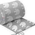 Baby Padded Bumper 100% Cotton To Fit Crib All Round 260cm Elephants Grey
