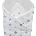 Baby Swaddle Wrap Newborn Bedding Blanket 100% Cotton Sleeping Bag Grey Blue Stars