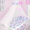 Baby bedding set Cotton Nursery 14pc to Fit Cot 120x60cm Owls white