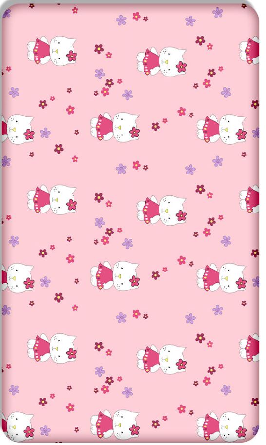 100% cotton fitted sheet printed design for baby crib 90x40cm Hello Kitty