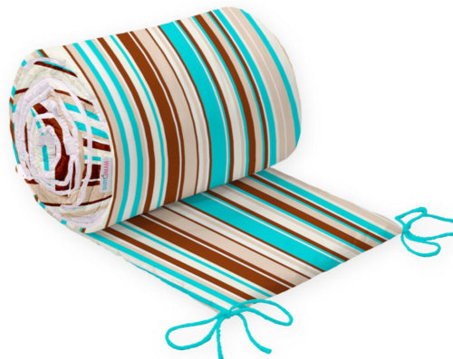 Padded Bumper To Fit Baby Cot Bed All-Round Cotton 420cm Brown Stripes