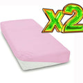 2-pack soft fitted sheet jersey stretchy cotton fit Cot bed 140/70cm Pink