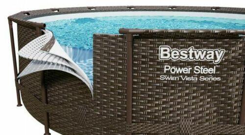 Bestway 12Ft Swimming Pool Steel Rattan Round Above Ground Garden 366 X 100cm