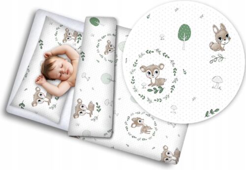 3Pc Baby bedding set bumper pillow duvet Fit Cot 120X60 Fairy-tale Forest