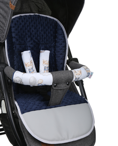 Universal Seat Liner Pushchair Double Sided Soft Pram Cotton Buggy Stroller Navy/Walk in the Clouds - MyHappy Baby