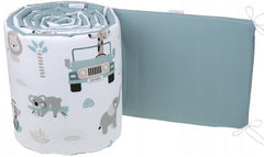 Cot Liner 180cm fit Cot 120x60cm 100% Cotton Baby Nursery On Safari/sage - MyHappy Baby