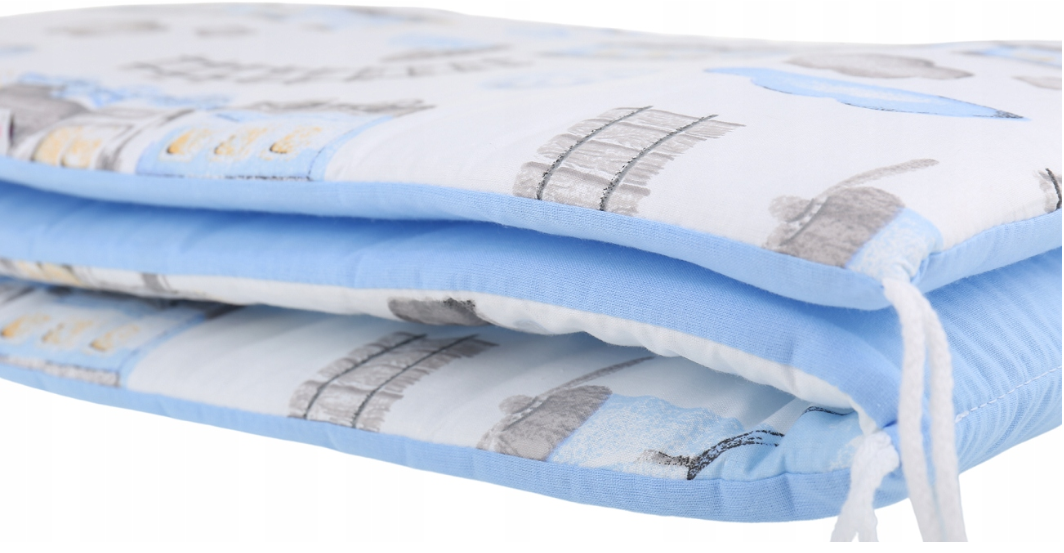 Padded Bumper 180cm fit Cot 120x60cm 100% Cotton Baby Nursery Bedding Bed Locomotive/Blue