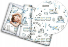 Baby Bedding 2pc 135x100cm Pillowcase Duvet Cover Retro Locomotive - MyHappy Baby