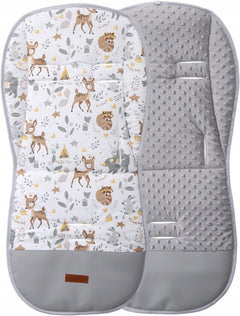 Universal Double Sided Pram Seat Liner Pushchair Buggy GREY/Deer and Friends - MyHappy Baby