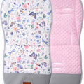 Universal Double Sided Soft Pram Seat Liner Pushchair Buggy PINK/ On the Meadow