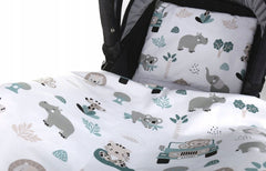 Baby 2pc Bedding Set fit Crib/Cradle/Moses basket/Pushchair 70x80cm On Safari - MyHappy Baby