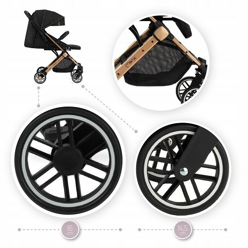 Baby Stroller Lightweight Maneuverable Folded Pushchair Buggy Momi Estelle Black