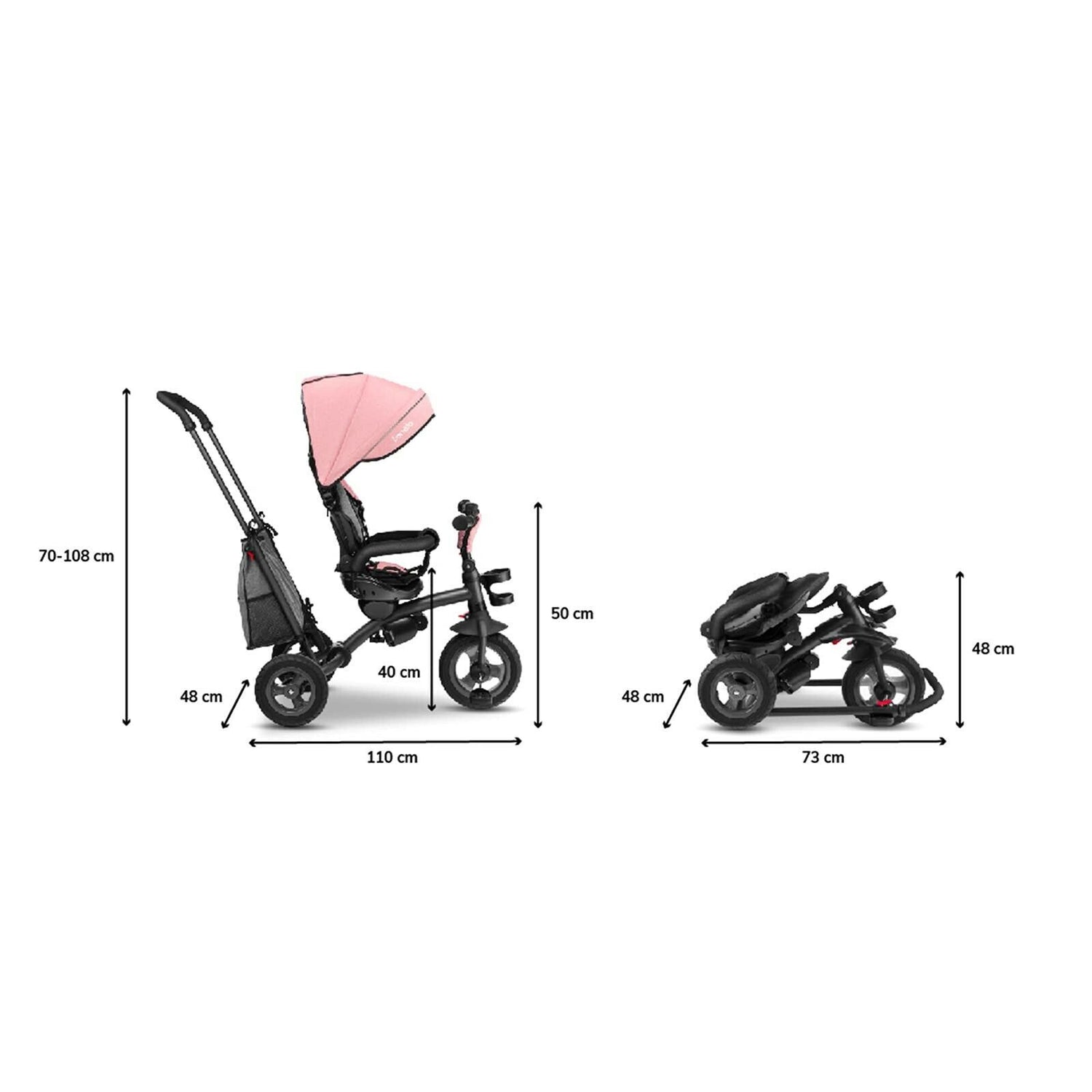 Bike Stroller Tricycle With Bag Lionelo Tris Candy Rose/Grey 2 In 1