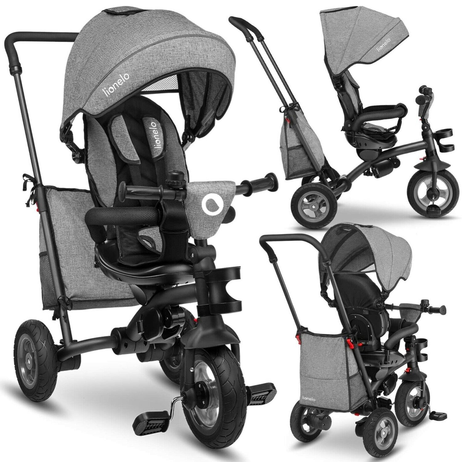 Bike Stroller Tricycle With Bag Lionelo Tris Stone Grey 2 In 1