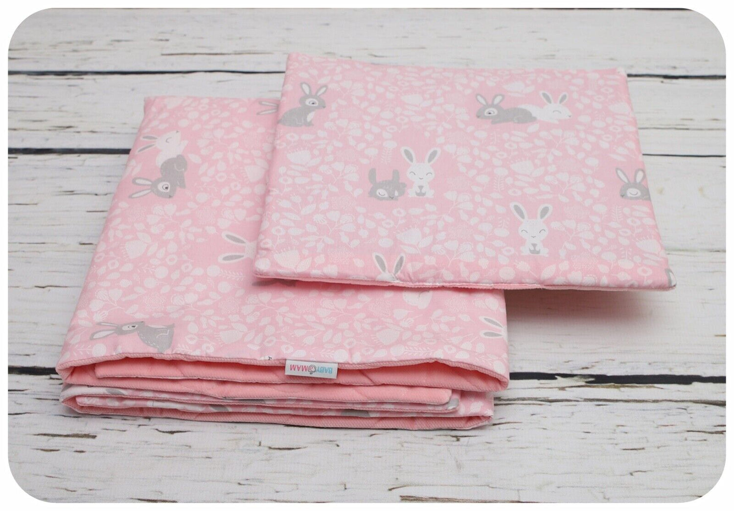 VELVET BLANKET + PILLOW SET LUXURY BABY INFANT NURSERY WARM 75X100 BUNNY PINK