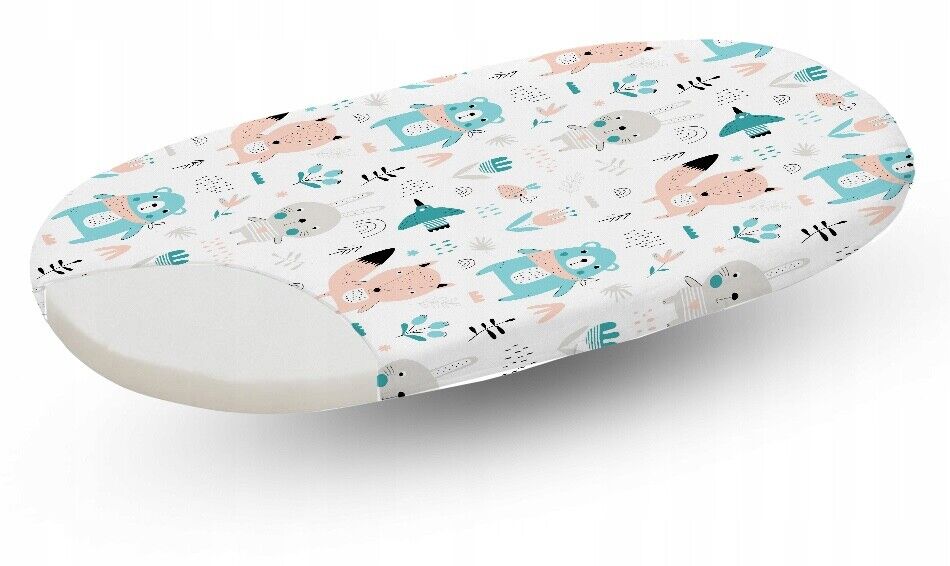BOHO Animals Turquoise 80x38cm Fitted Sheet Cotton for Baby Moses Basket Pram