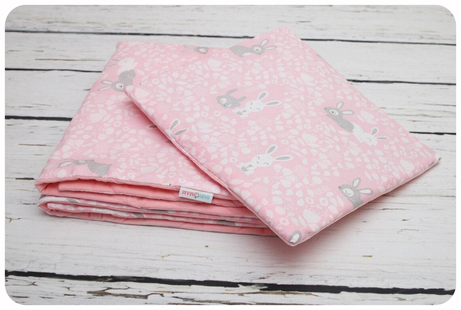 VELVET BLANKET + PILLOW SET LUXURY BABY INFANT NURSERY WARM 75X100 BUNNY PINK