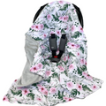 Baby Car Seat Blanket Reversible Wrap Double Sided 100x100 Grey/Garden Flowers