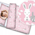 2pc Baby Filled Bedding Set Duvet Pillow 100% Cotton For Cotbed 135x100cmm Bunny Pink