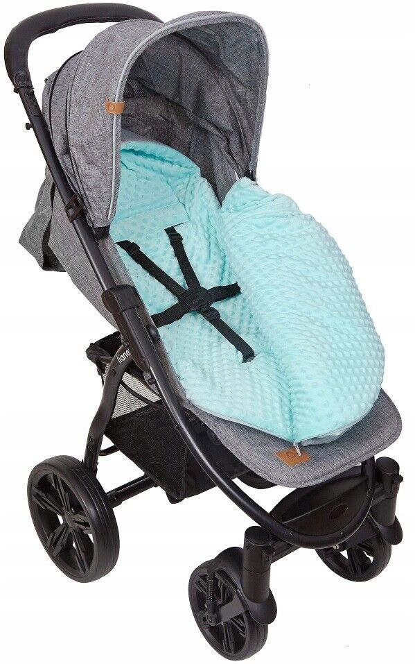 Stroller Buggy Dimple Light Grey/Mint Universal Hooded Footmuff Pushchair