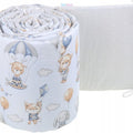 Padded Cot Liner  180cm fit Cot 120x60cm 100% Cotton Baby Nursery Walk In The Clouds/Grey Dots