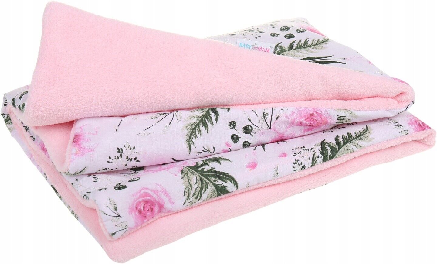 Baby Blanket Reversible Light & Soft Double Sided 75x50cm Pink/ Garden Flowers