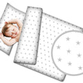 2pc Baby Filled Bedding Set Duvet Pillow 100% Cotton For Cot 120x90cm Small Grey On White