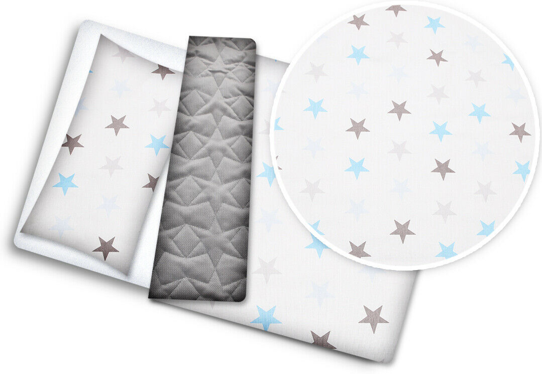 VELVET BLANKET+PILLOW SET LUXURY BABY INFANT NURSERY WARM 75X100 Grey Blue Stars