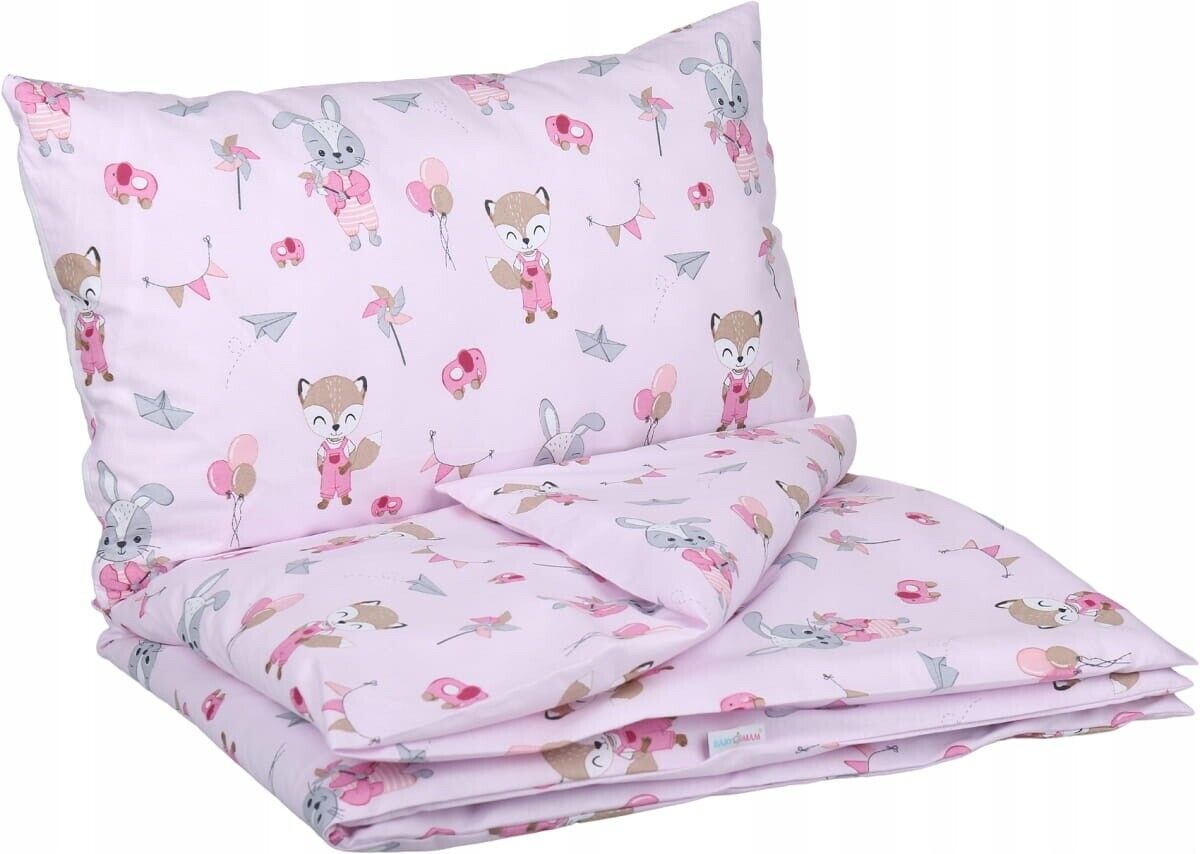 135x100 Fox and Rabbit Baby 2pc Bedding Set Cotton Pillow Case + Duvet Cover