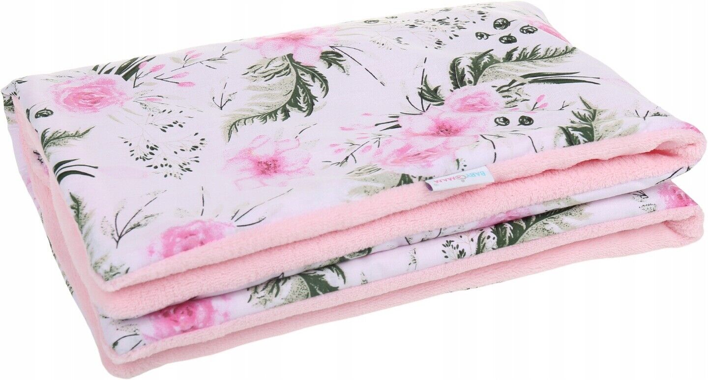 Baby Blanket Reversible Light & Soft Double Sided 75x50cm Pink/ Garden Flowers