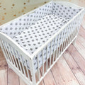 Baby 3pc Big grey stars Bedding Set Cotton All-round Straight Bumper Cot 120x60