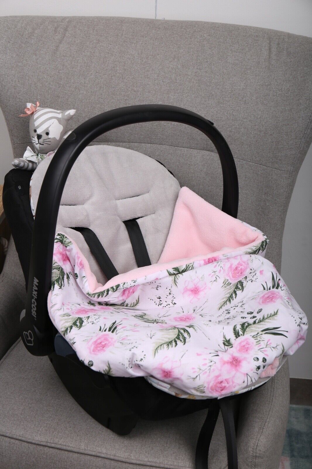 Baby Blanket Reversible Light & Soft Double Sided 75x50cm Pink/ Garden Flowers