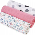 Baby Muslin Nappies Soft Cloth Diaper Bibs Colourful Cotton Colourful 3-PACK 70x80 Kalinka