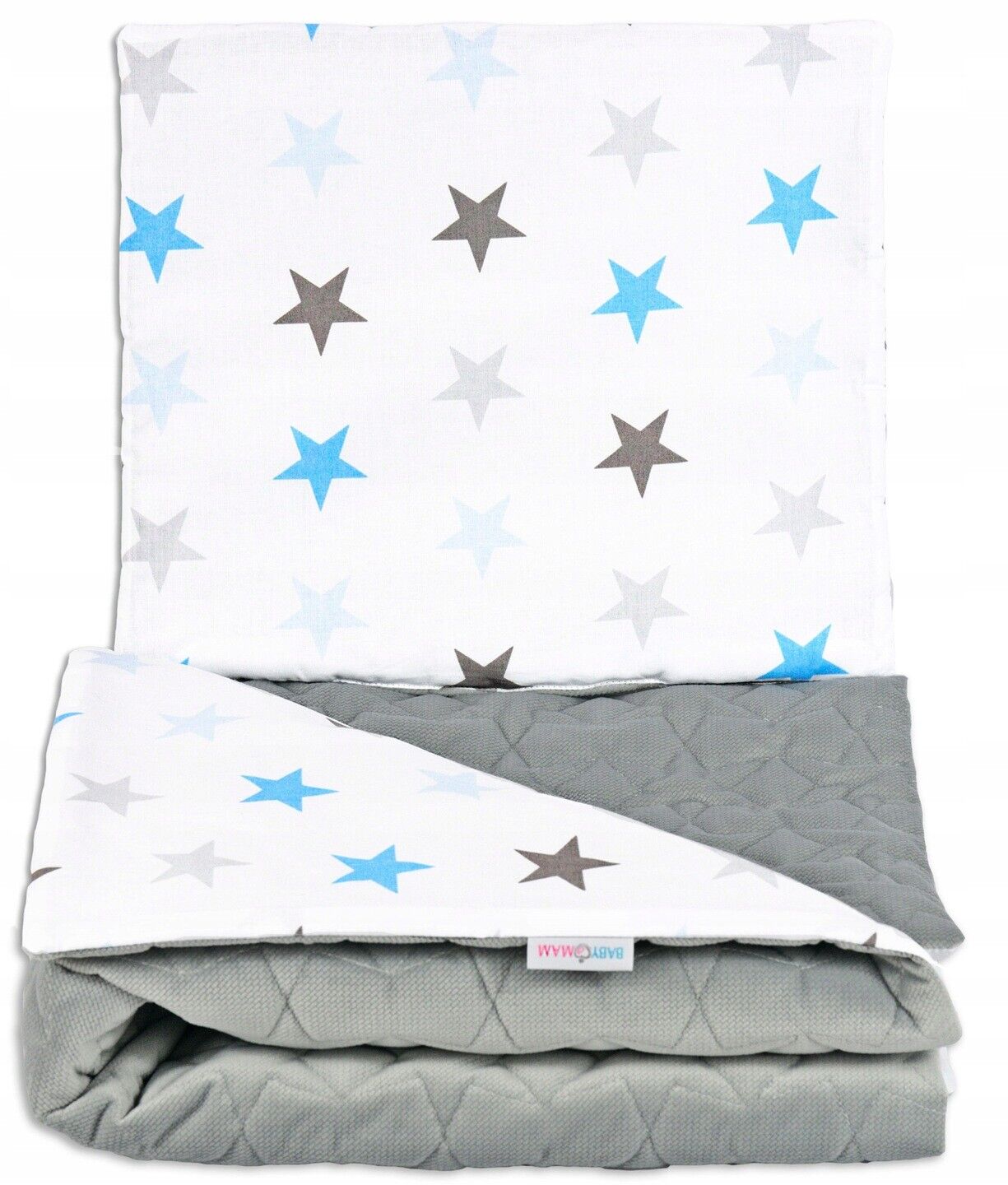 VELVET BLANKET+PILLOW SET LUXURY BABY INFANT NURSERY WARM 75X100 Grey Blue Stars