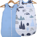 Baby Cotton Sleeping Bag Double Sided Sleepsack Quilted 1.0 Tog Retro Cars/Blue