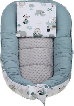 Baby 6pc Double-sided Soft Cocoon Infant Sleep Nest Bed Cushion SAGE/On Safari - MyHappy Baby