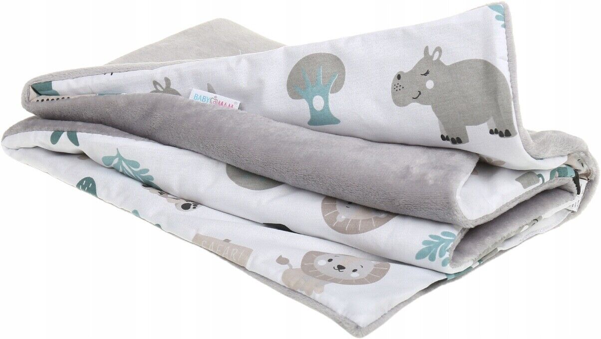 Baby Blanket Reversible Light & Soft Double Sided 75x50cm Grey/ on Safari