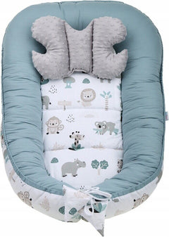 Baby 6pc Double-sided Soft Cocoon Infant Sleep Nest Bed Cushion SAGE/On Safari - MyHappy Baby