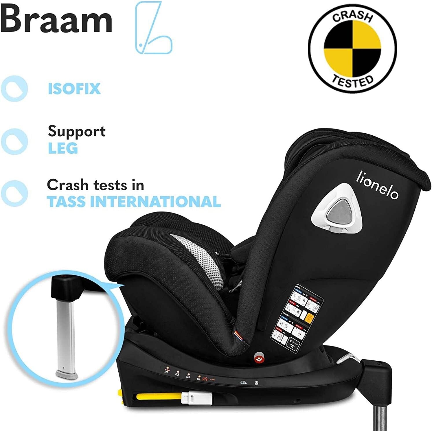 Lionelo Braam Carbon black Baby Child Toddler Safety Car Seat  ISOFIX 0-36 kg