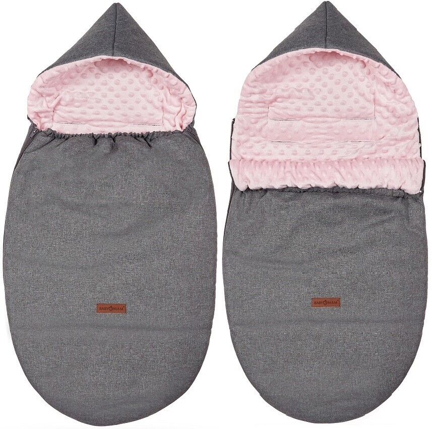 Dimple Dark Grey/Powder Pink Universal Hooded Footmuff Pushchair Stroller Buggy