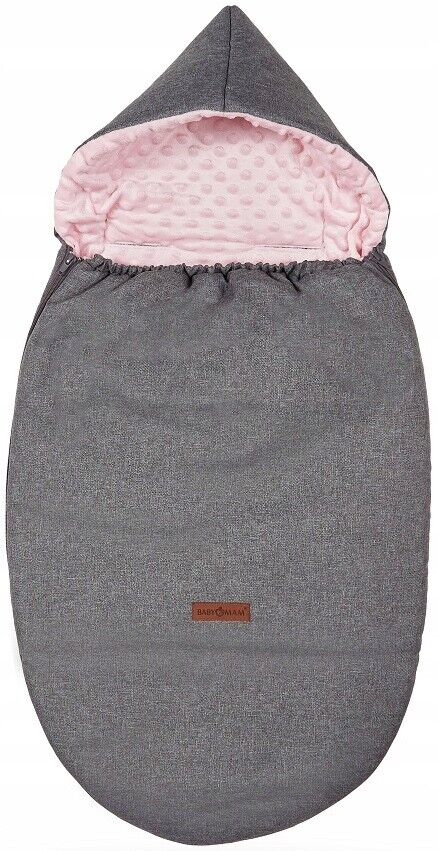 Dimple Dark Grey/Powder Pink Universal Hooded Footmuff Pushchair Stroller Buggy