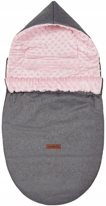 Dimple Dark Grey/Powder Pink Universal Hooded Footmuff Pushchair Stroller Buggy