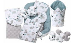 Baby 6pc Double-sided Soft Cocoon Infant Sleep Nest Bed Cushion SAGE/On Safari - MyHappy Baby