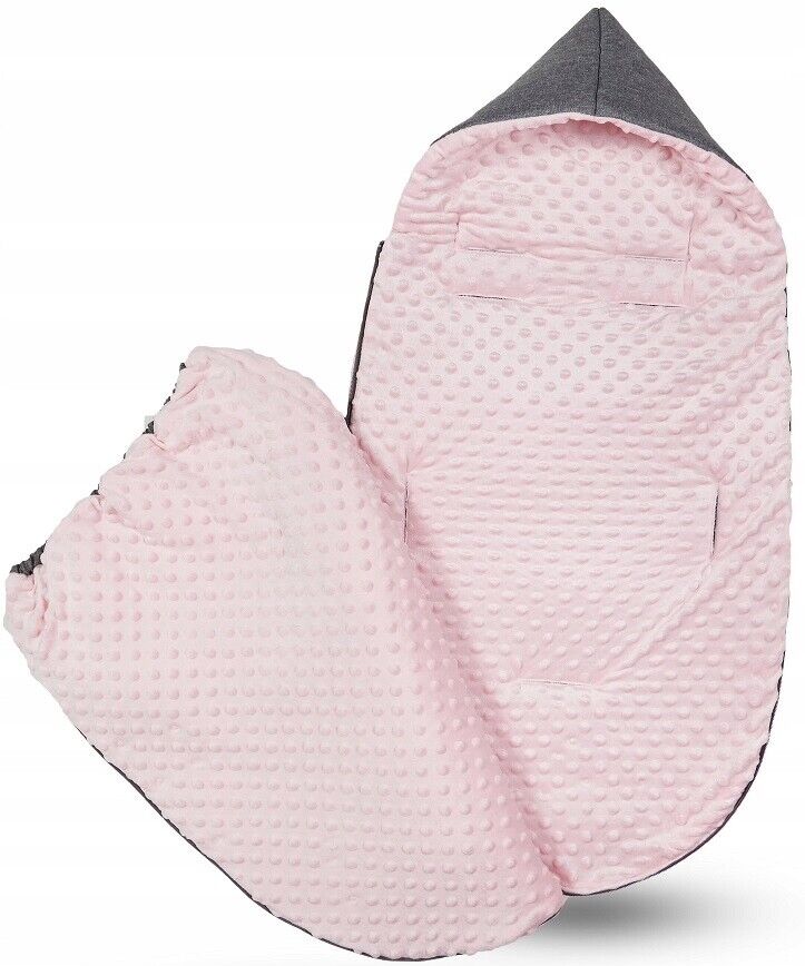 Dimple Dark Grey/Powder Pink Universal Hooded Footmuff Pushchair Stroller Buggy