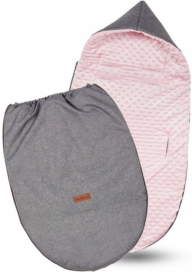 Dimple Dark Grey/Powder Pink Universal Hooded Footmuff Pushchair Stroller Buggy