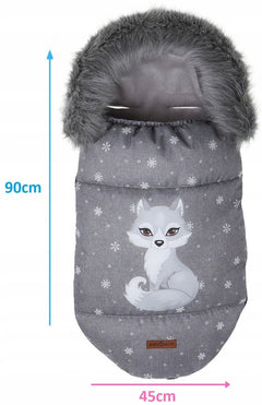 Baby Wolf/Grey Footmuff Collar Stroller Pushchair Sleeping Bag Husky Warm - MyHappy Baby