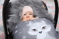 Baby Wolf/Grey Footmuff Collar Stroller Pushchair Sleeping Bag Husky Warm - MyHappy Baby