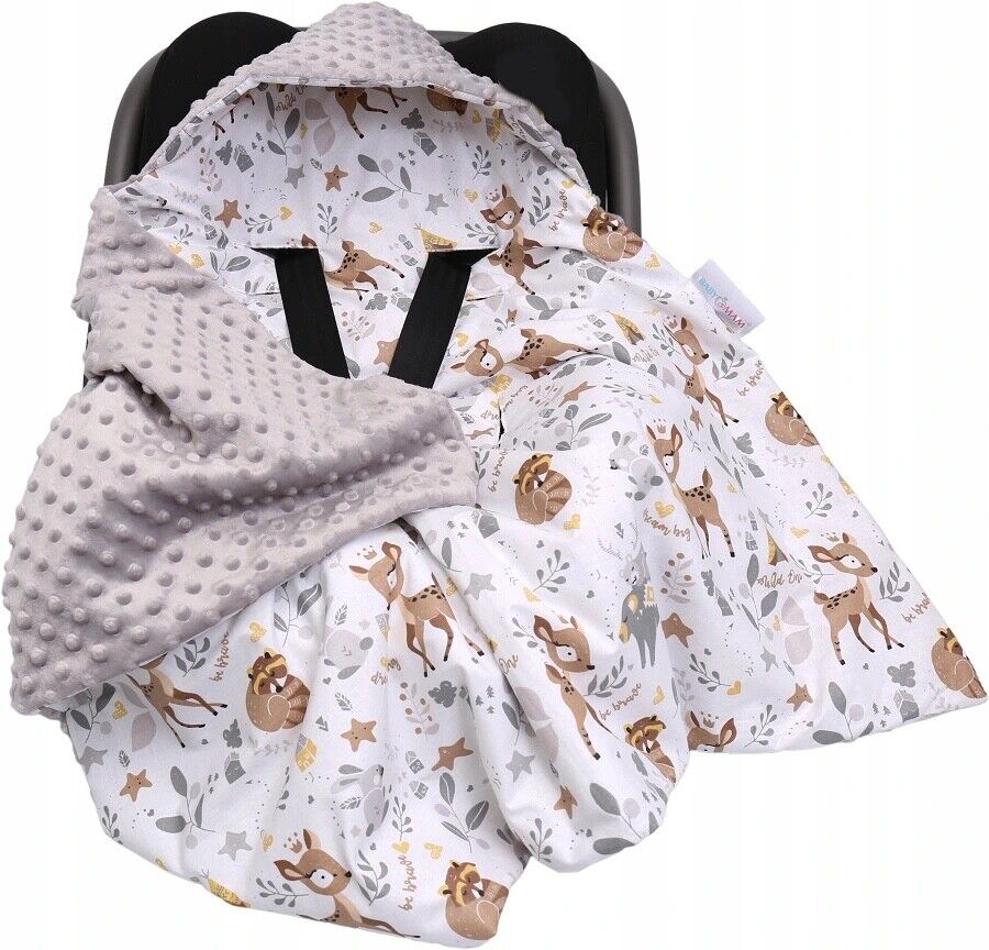 Baby Car Seat Deer and Friends Hooded Blanket Double-sided Snuggle Swaddle Wrap